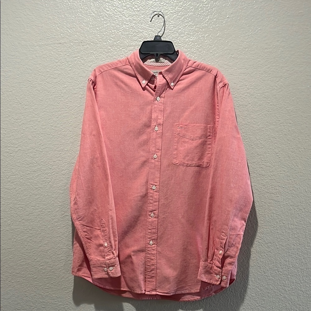 Natural Basix Men's Pink Button-Down Shirt Long‎ Sleeve Business Casual Size M